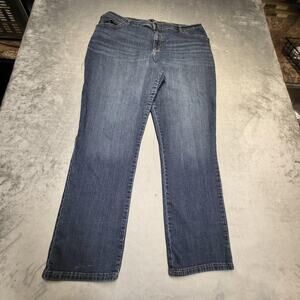 Lee Jeans Womens 20W Blue Straight Relaxed Fit Stretch Medium Wash Denim